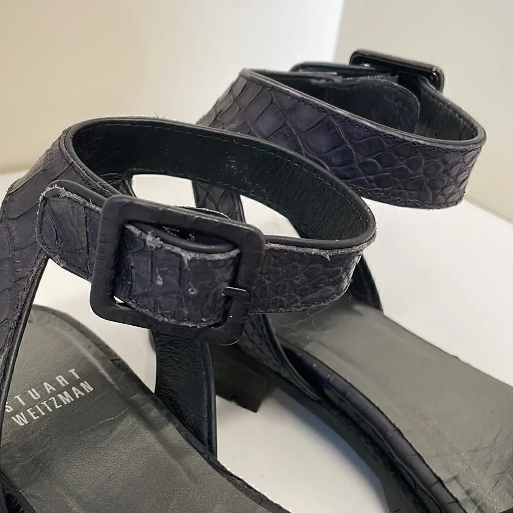 Stuart Weitzman Croc Sandal w/Ankle Buckle WORN ONCE!